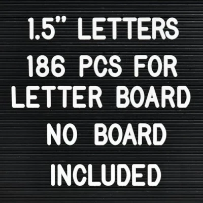 Image of 1.5 Inch Letters for Felt Letter Boards (No Board Included),186 Pieces Including Big Letters, Numbers &amp; Symbols Changeable Message Boards, Only (White)