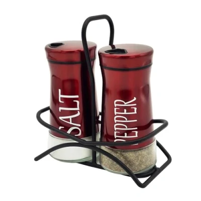 Image of Pack of 2 Salt and Pepper Shaker Pots Set Pot Kitchen Accessories (Red)