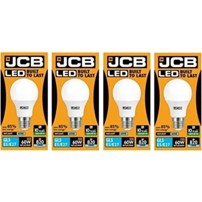 Image of JCB LED 4 X 10 Watt Screw Cap GLS Lamp Daylight 6500K 60W Replacement ES E27 Bulb [Energy Class A+]