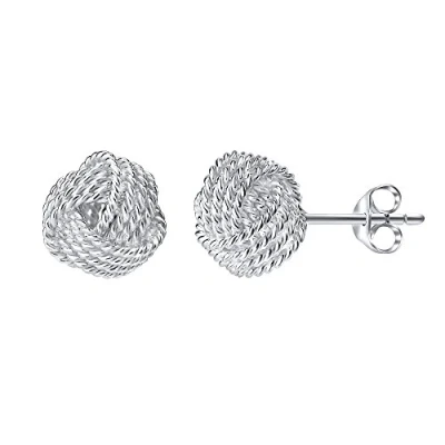 Image of SILVEGO Women 925 Sterling Silver Knot Earrings 10 mm