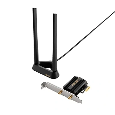 Image of Asus (PCE AXE59BT) AXE5400 Wi Fi 6E Tri Band PCI Express Adapter, Bluetooth 5.2, OFDMA &amp; MU MIMO, External Base