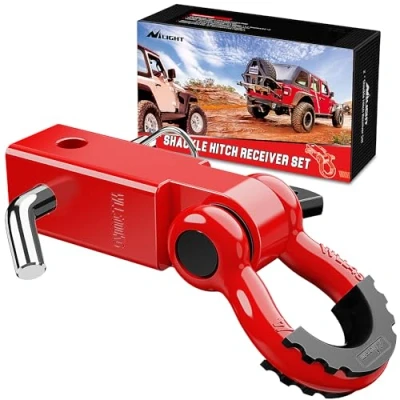 Image of Nilight Shackle Hitch Receiver 2Inch 45000 LBs Breaking Strength 3/4&quot; D Ring w/Trailer Pin Heavy Duty Solid Recovery Towing Kit for Trucks Jeeps Off Road,2 Years Warranty