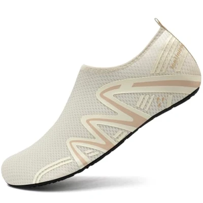 Image of IceUnicorn Swimming Water Shoes Mens Womens Summer Swim Ladies Beach Surfing Diving Shoes(721Beige, 5/6UK=38/39EU)