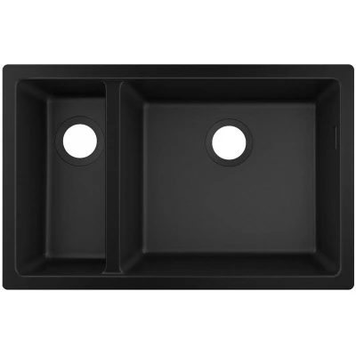 Image of hansgrohe S51 Graphite Black SilicaTec Undermount Kitchen Sink 1.5 Bowl S510 U635
