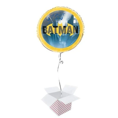 Image of Batman Round Foil Helium Balloon Inflated in a Box
