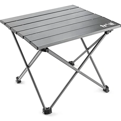 Image of Trail Camping Table Folding Lightweight Aluminium Frame and Roll Up Top With Compact Carry Bag (H31cm x W34cm L37cm)