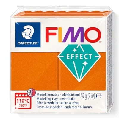 Image of STAEDTLER 8010 41 FIMO Effect Oven Hardening Polymer Modelling Clay Metallic Orange (1 x 57g Block)