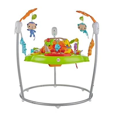 Image of Fisher Price Roarin&#039; Rainforest Jumperoo Baby Bouncer Girls and Boys Jumper Bounce Chair with Lights, Music Toys 360 Jumpers Bouncers 6 months+, CHM91