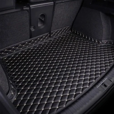 Image of Leather Car Boot Mat for KIA NIRO 2017 2022 2023 2024 Hybrid, Waterproof Anti Scratch Non Slip Trunk Pad, Cargo Tray Protector Liners Accessories,Black Beige 1