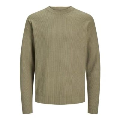Image of JACK &amp; JONES Men&#039;s Jprccspring Perfect Knit Crew Neck Jumper, Aloe, M