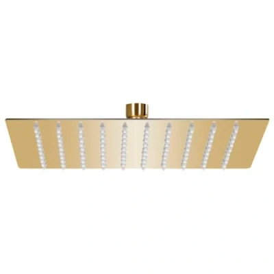 Image of vidaXL Gold Square Rain Shower Head Stainless Steel 20x20 cm with Silicone Nozzles, Swivel Joint, Wall/Ceiling Mountable