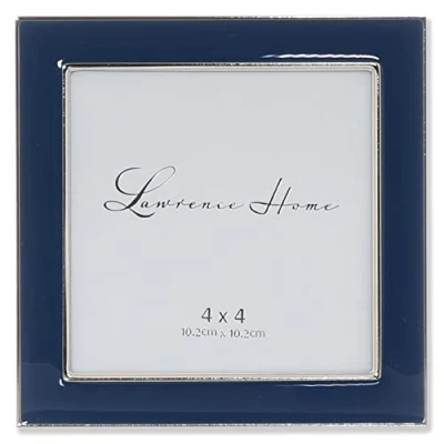 Image of 4x4 Silver Metal and Navy Blue Enamel Picture Frame