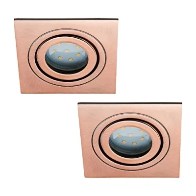 Image of LITECRAFT Recessed Downlight Square Tiltable Ceiling Spotlight in Brushed Copper 2 Pack
