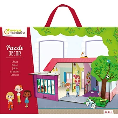 Image of Avenue Mandarine Ref PU018C Puzzle Decor 3D Scene Playset School 3 Characters &amp; Set to Assemble, Puzzle, 36 x 28 26cm, Suitable for Ages 4 6+