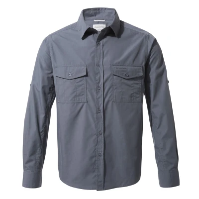 Image of Craghoppers Mens Kiwi Long Sleeved Shirt (Ombre Blue) Size Small