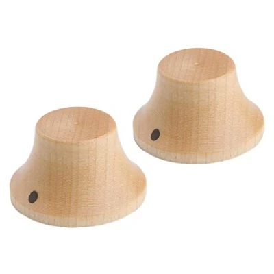 Image of KAISH 2 Pack Wood Knobs LP/Strat Style Bell Guitar Bass Top Hat Knob with Indicator Dot Maple