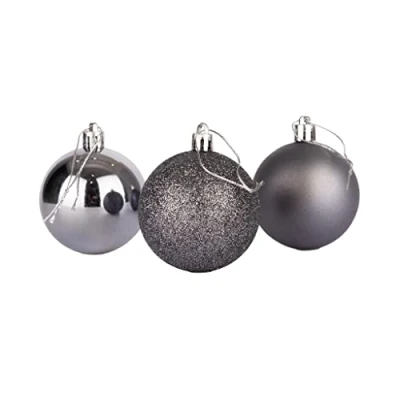 Image of 10cm/6Pcs Christmas Baubles Shatterproof Dark Grey, Tree Decorations Ball Ornaments Balls Xmas Hanging Holiday Decor Shiny,Matte,Glitter