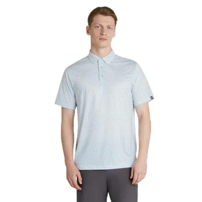 Image of PGA Tour Golf Men&#039;s Polo Shirt, Micro Bag Print, Natural Stretch, Regular Fit, Short Sleeve, White, Large