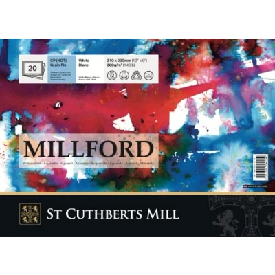 Image of ST CUTHBERTS Mill Millford Pad of 20 Sheets Fine Grain Watercolour Paper 31 x 23 cm 300 g/m² White