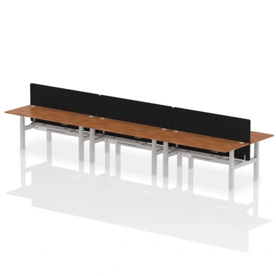 Image of Air B2B 1800x800mm Adjustable 6P Bench Desk CP Walnut/Silver + Screen