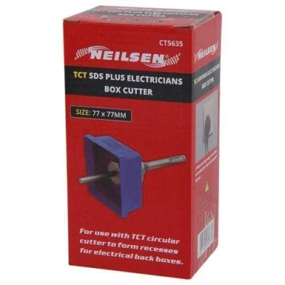 Image of TCT SDS Plus Electricians Box Cutter Masonry Single Double Socket Back Square Circular Rectangle (Square 77x77 mm)