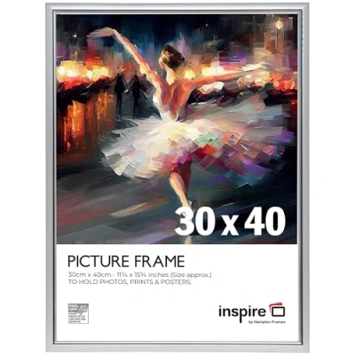 Image of Inspire By Hampton EASYLOADER 30x40cm Silver Picture Poster Frame Acrylic (Non Glass) IBH EAS3040SVPX 1PK