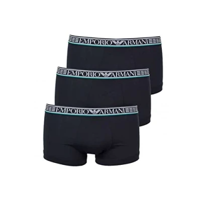 Image of Emporio Armani Men&#039;s Silver fit Trunks, Black/Black/Black, S (Pack of 3)