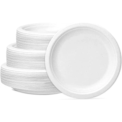 Image of Super Rigid Disposable bagasse Plates (7/9/10 Inches) (Pack of 50) 100% Compostable Biodegradable and Eco Friendly Paper Plates, Made Sugarcane, Perfect for Picnics Parties BBQs. (9 Inch)