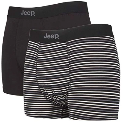 Image of Jeep 2 Pairs Mens Soft Natural Bamboo Fibres Comfortable Fitted Trunks (S, Black/Char)