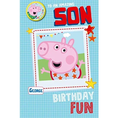 Image of Peppa Pig Son Birthday Card, Multi Colour