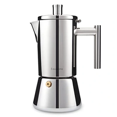 Image of Easyworkz Diego Stovetop Espresso Maker Stainless Steel Italian Coffee Machine 4cup 200ml Induction Moka Pot