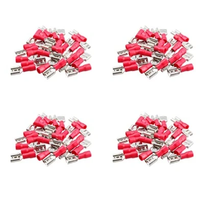 Image of 3mm Female Red Electrical Cable Wire Spade Terminals Crimps Connectors 100pc