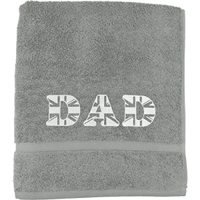 Image of TeddyT&#039;s Dad Union Jack Great Britain Embroidered Towel (Grey)