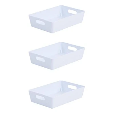 Image of Wham Bam 4.01 Ice White Plastic Studio Storage Baskets Office Home &amp; Kitchen Tidy Organiser 25.5 x 17 6cm (3 Baskets)