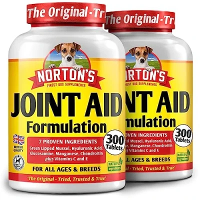 Image of NORTON&#039;S dog joint Care Supplements 600 Tablets With Green Lipped Mussel, Glucosamine &amp; Chondroitin, Hyaluronic Acid, Manganese and Vitamins for care. Aids stiff joints.