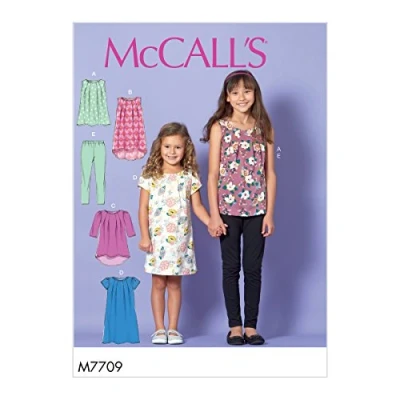 Image of Mccall&#039;s Patterns 7709 CCE,Child/Girls Tops,Dresses and Leggings,Sizes 3 6, Tissue, Multi Colour, 17 x 0.5 0.07 cm