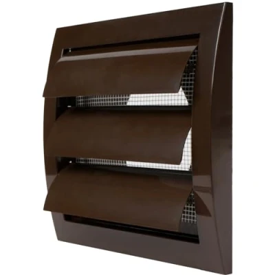 Image of Brown Exhaust Hood Vent 4&#039;&#039; Inch with Built in Pest Guard Screen and Flange, Air Cover, HVAC Duct Cap