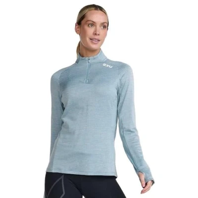 Image of 2XU Womens Ignition 1/4 Zip Chambray/White Reflective, L