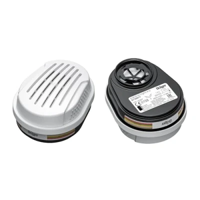 Image of Dräger X plore A1B1E1K1 Hg P3 RD Bayonet Filters 2 Replacement Filter Cartridges suitable for Chemical Face Mask Respirators 3300, 5500 Protection against Toxic Fumes, Vapours