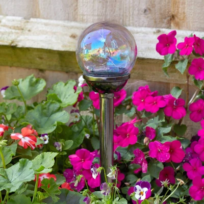 Image of Smart Solar LED Firefly Opal Stake Light 4 Pack White Nickel