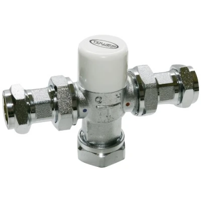 Image of Tower Thermostatic Mixing Valve 22mm Compression TMV Shower Water Blending