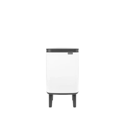 Image of Brabantia Bo Waste Bin Hi 4L with Soft Close Lid, Removable Inner Bucket, and Transport Grip Ideal for Bathroom, Bedroom, Home Office White