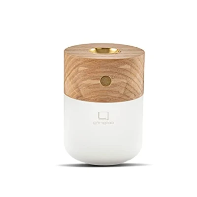 Image of Gingko Essential Oil Burning Diffuser with LED Lamp,Long Lasting Rechargeable Battery,USB C Cable Included,3 Lighting Temperature,Made from Natural Wood, Packed in Premium Gift Box,(White Ash)
