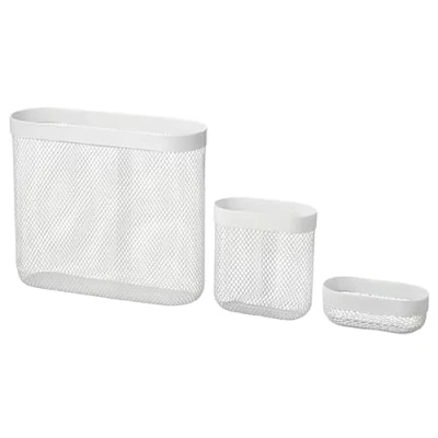 Image of I K E A SKÅDIS Storage Basket Set of 3 White Steel