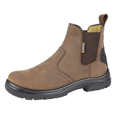 Image of MENS GRAFTERS BROWN LEATHER WIDE FITTING CHELSEA DEALER SAFETY BOOTS M9509B (UK7)