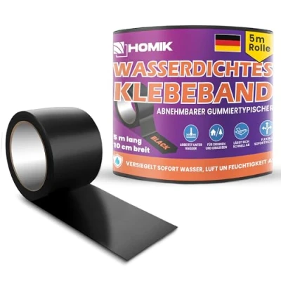 Image of HOMIK 3x Extremely Strong Waterproof Tape Outdoor &amp; Indoor Repair 10cm x 5m Adhesive UV Resistant Duct Self sealing Black