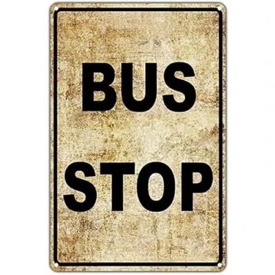 Image of Bus Stop No Car Parking Public Transportation Vintage Metal Sign 8x12 inches