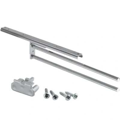 Image of Design H6006 Towel Rail Extendible for Bathroom &amp; Kitchen Cupboard/Towel Polished Chrome/Single Arm Length 465 mm / 1 Piece with Mounting Material, chrome plated aluminium, 2 armig