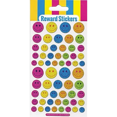 Image of Paper Projects 01.70.04.024 Big Smiles Sparkly Reusable Reward Stickers, White, 19.5cm x 9.5cm