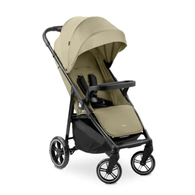 Image of hauck Shop N Care, Olive Lightweight Pushchair (only 8.5 kg) with Snack Tray, Cup Holder &amp; Raincover, Compact One Hand Folding, Fully Reclining from Birth up to 22 kg